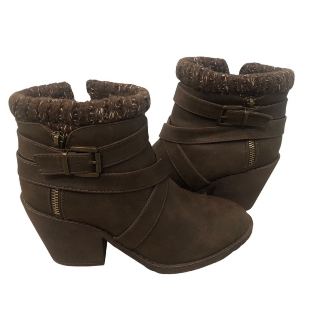 Charlotte Russe Naomie Size 8 M Brown Boots Booties Chunky Heels